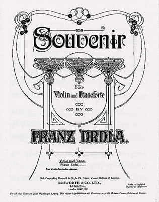 Book cover for Franz Drdla: Souvenir For Violin And Piano