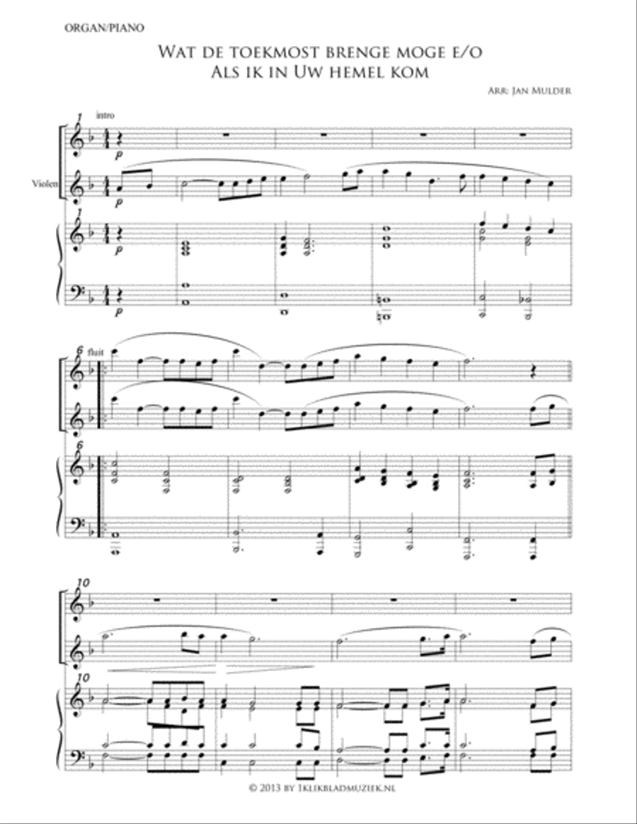 Wat De Toekomst Brengen Moge (Als Ik In Uw Hemel Kom) Organ scores gallery preview page 1