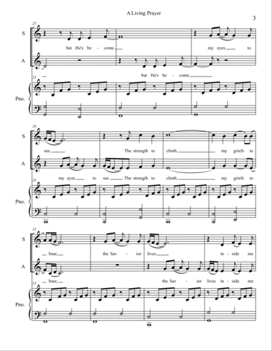 A Living Prayer Alto Voice scores gallery preview page 3
