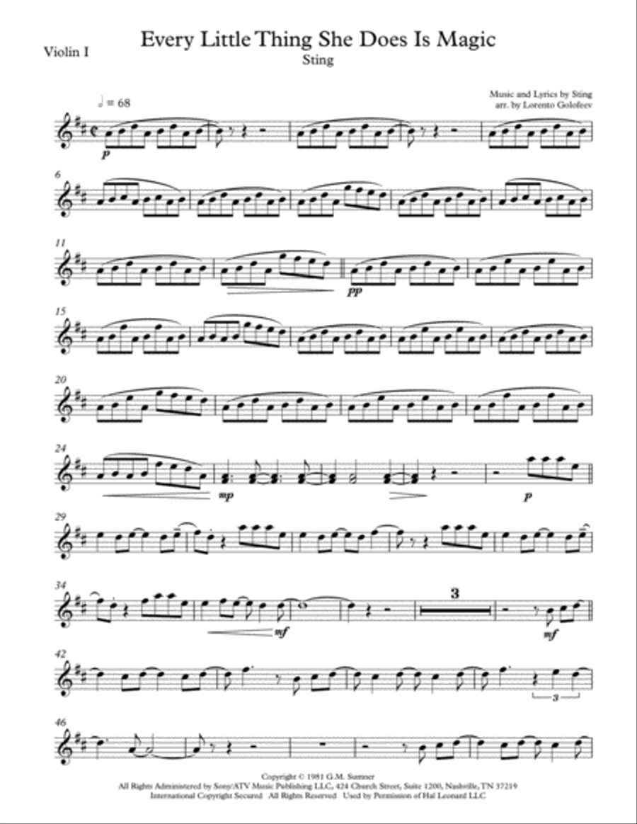 Every Little Thing She Does Is Magic String Quartet scores gallery preview page 1