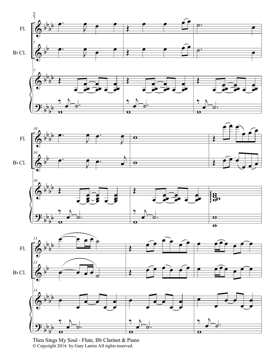 Trios for 3 GREAT HYMNS (Flute & Bb Clarinet with Piano and Parts) Woodwind Duet scores gallery preview page 3