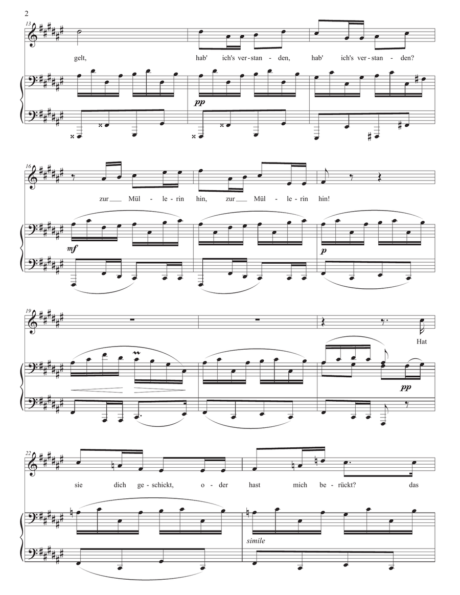 SCHUBERT: Danksagung an den Bach, D. 795 no. 4 (transposed to F-sharp major) Piano, Vocal scores gallery preview page 3