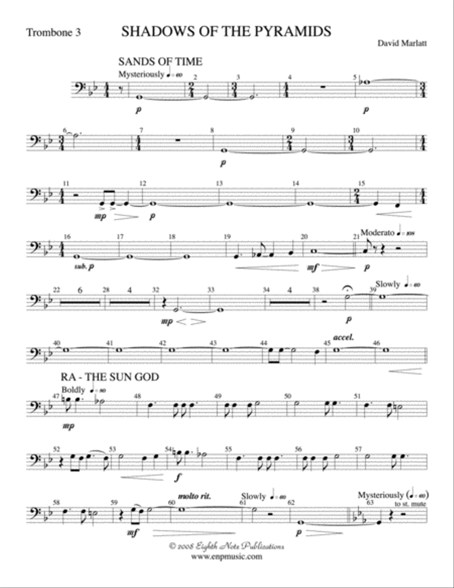 Shadows of the Pyramids: 3rd Trombone Concert Band scores gallery preview page 1