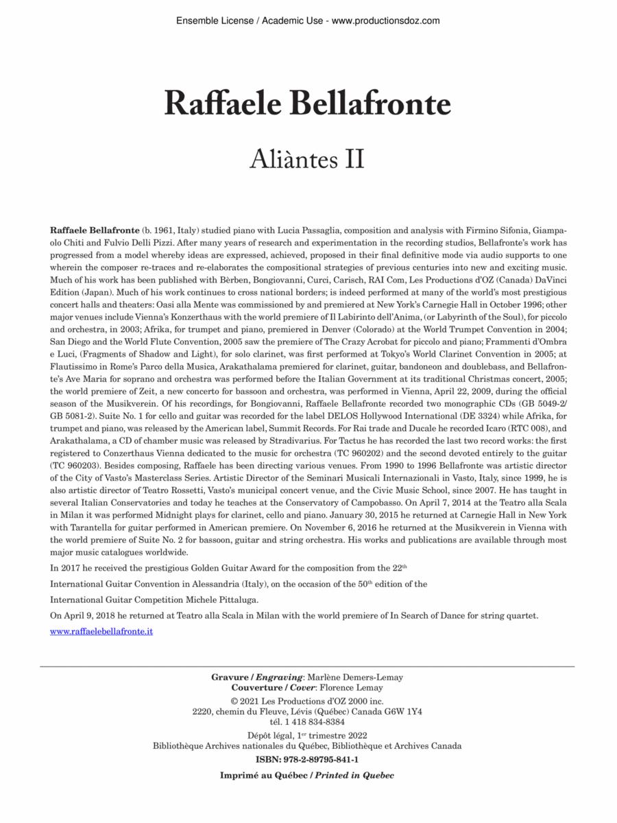 Aliàntes II Violin scores gallery preview page 1