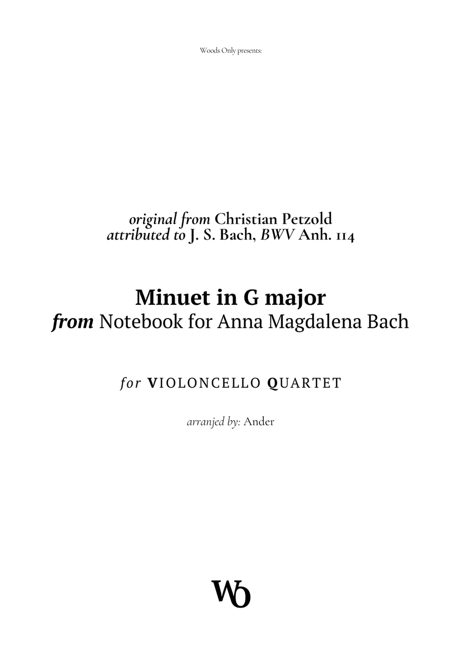Minuet in G major by Bach for Cello Trio String Trio scores gallery preview page 1