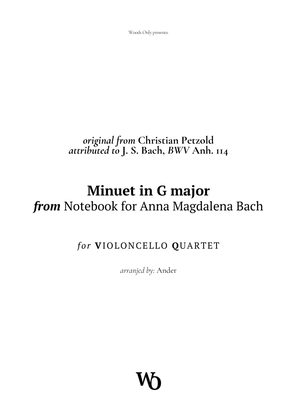 Book cover for Minuet in G major by Bach for Cello Trio