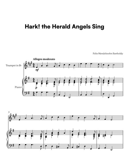 Felix Mendelssohn Bartholdy - Hark the Herald Angels Sing (for Trumpet in Bb and Piano) image number null