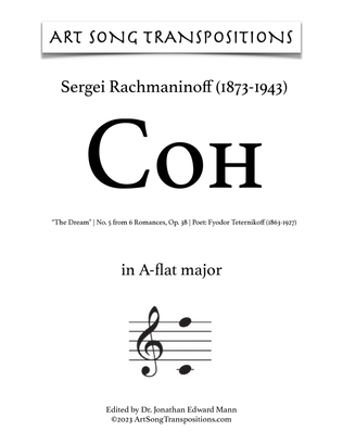 Book cover for RACHMANINOFF: Сон, Op. 38 no. 5 (transposed to A-flat major, "The Dream")