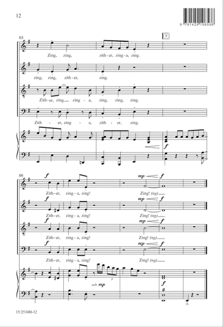 Zither, Zinga, Zing! 4-Part scores gallery preview page 13