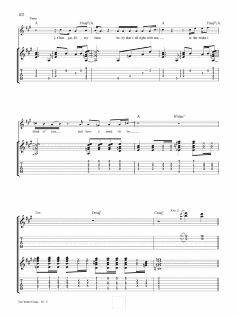 Ten Years Gone Guitar Tablature scores gallery preview page 5