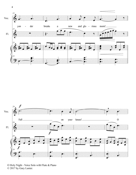 O HOLY NIGHT (Voice Solo with Flute & Piano - Score & Parts included) image number null