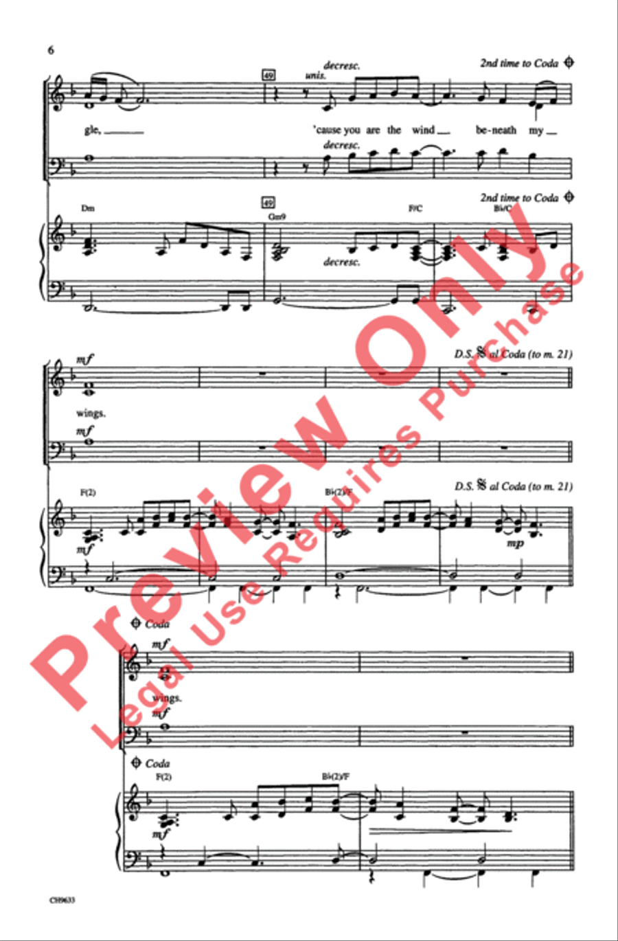The Wind Beneath My Wings 3-Part scores gallery preview page 6