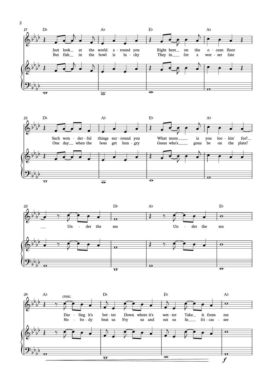 Under The Sea Piano, Vocal scores gallery preview page 2