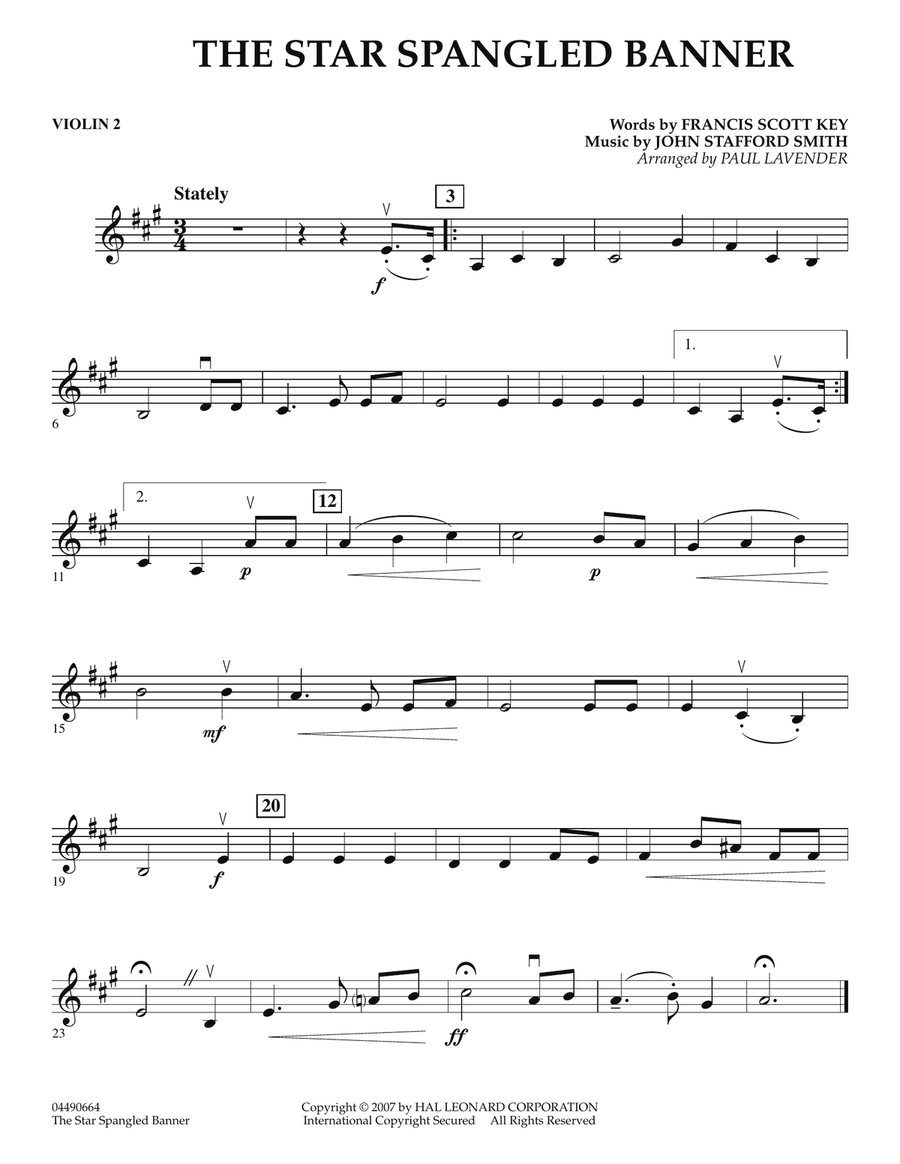 Star Spangled Banner - Violin 2 Orchestra scores gallery preview page 1