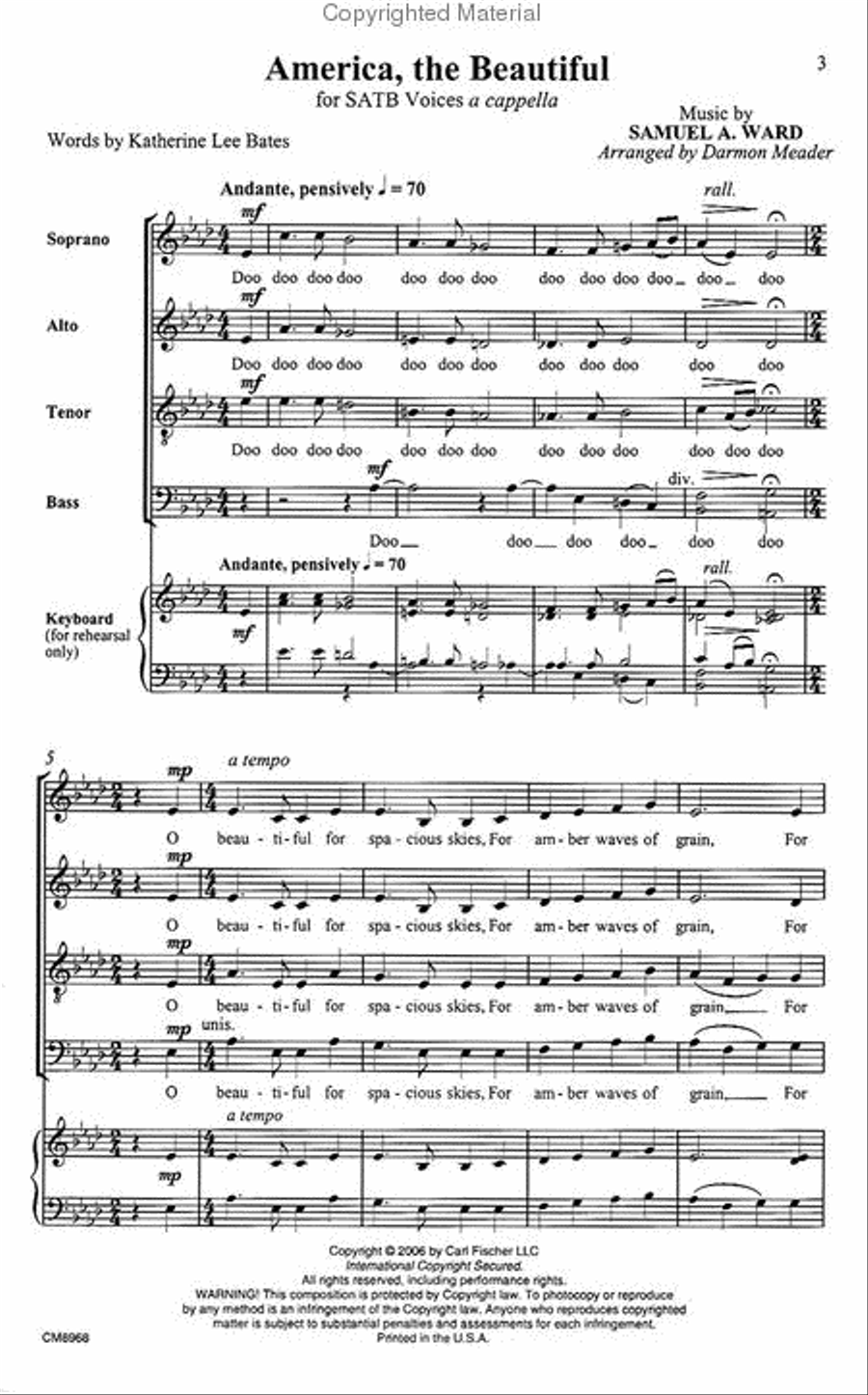America, the Beautiful America, the Beautiful 4-Part scores gallery preview page 2