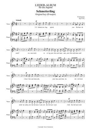Schmetterling Op 79 N2 in D major (Original key)