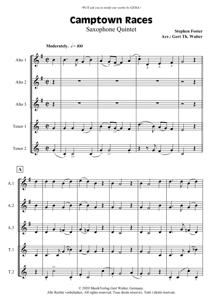 Camptown Races Camptown Races Woodwind Quintet scores gallery preview page 1