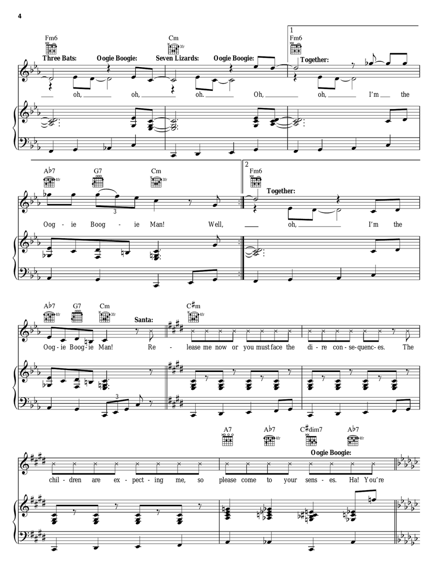 Oogie Boogie's Song (from The Nightmare Before Christmas) Piano, Vocal, Guitar scores gallery preview page 4