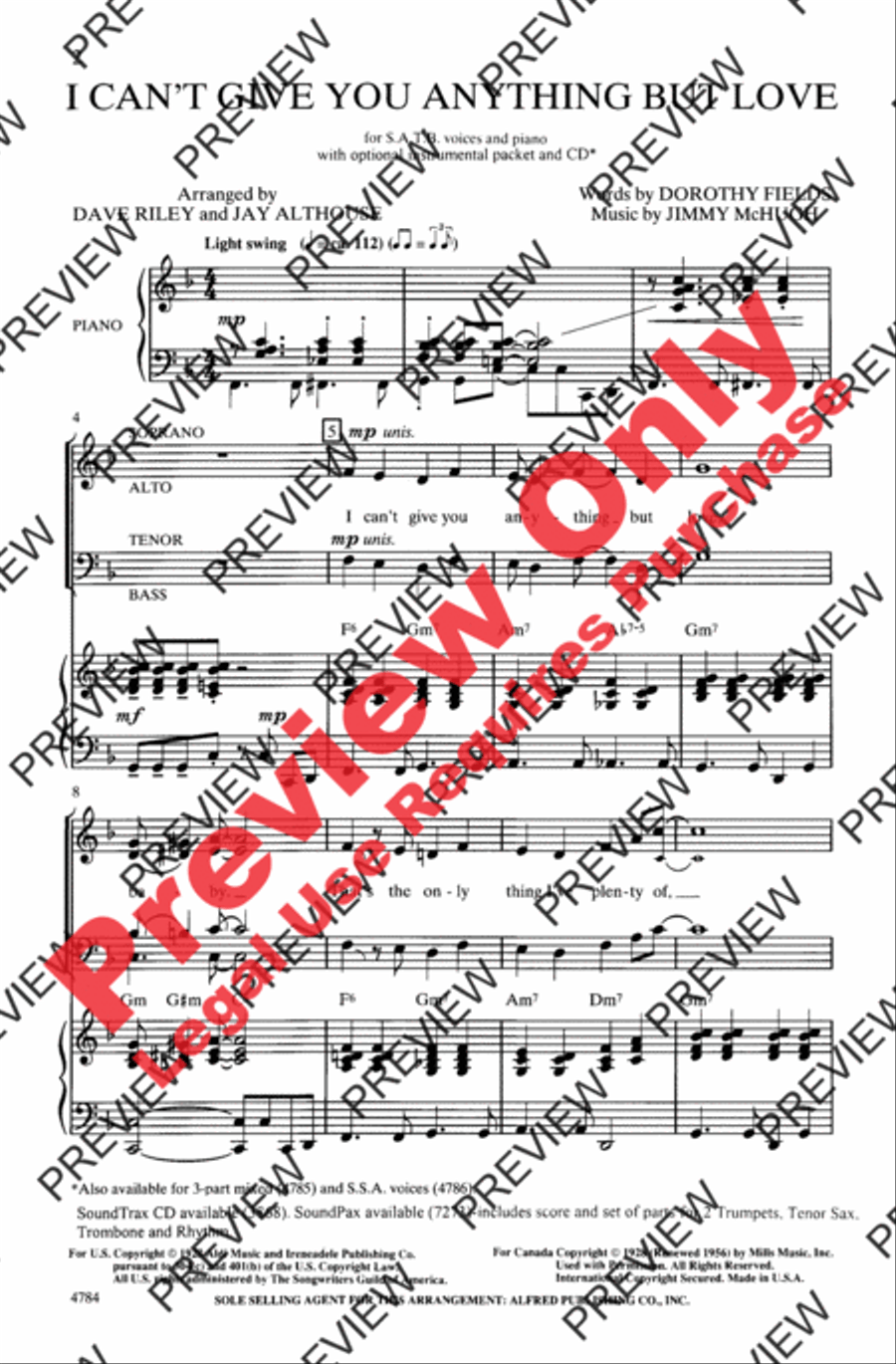 I Can't Give You Anything but Love 4-Part scores gallery preview page 2