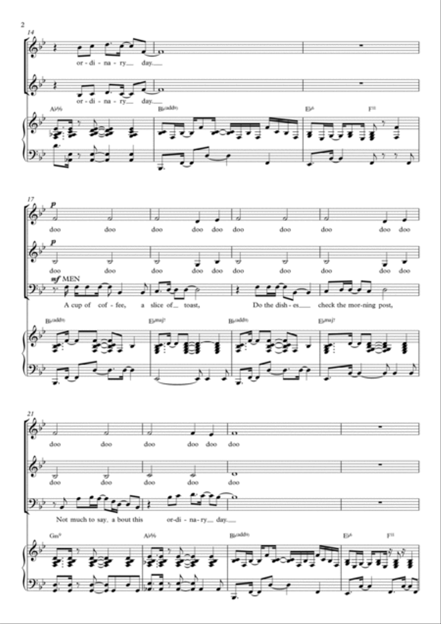 Ordinary Day for SAB Choir 3-Part scores gallery preview page 2