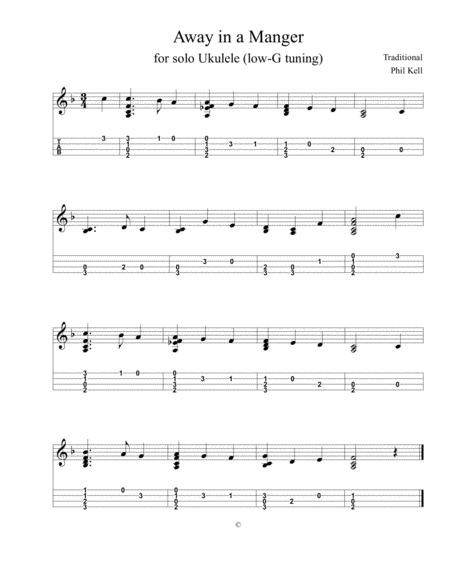 Away in a Manger (Ukulele Chord-Melody Solo)