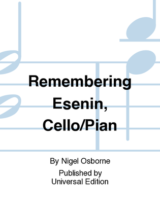 Book cover for Remembering Esenin, Cello/Pian