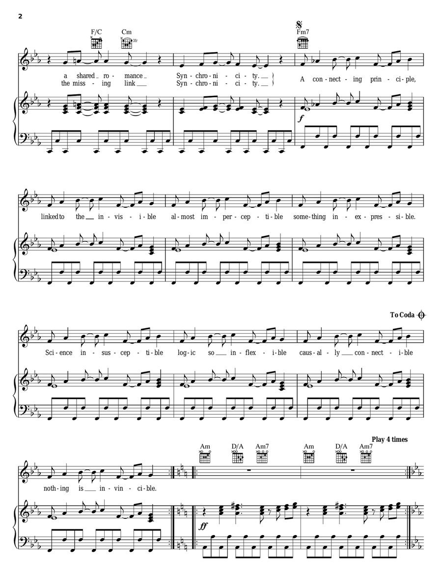 Synchronicity I Piano, Vocal, Guitar scores gallery preview page 2