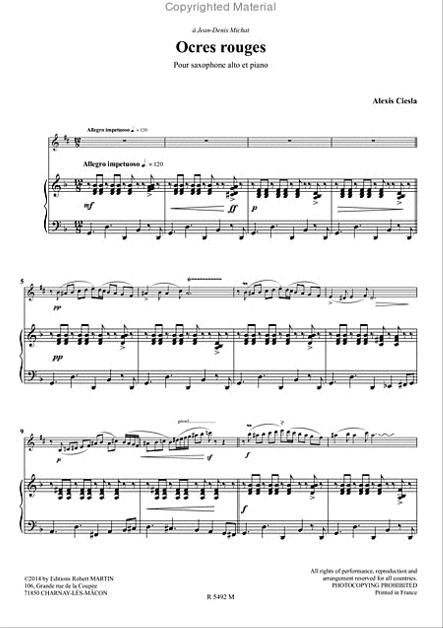 Ocres rouges Piano Accompaniment scores gallery preview page 2