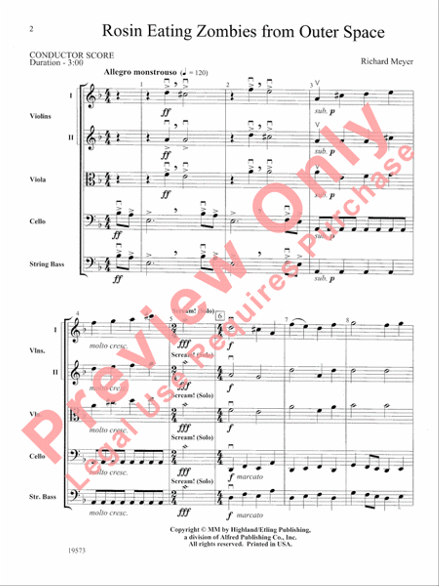 Rosin Eating Zombies from Outer Space String Orchestra scores gallery preview page 3