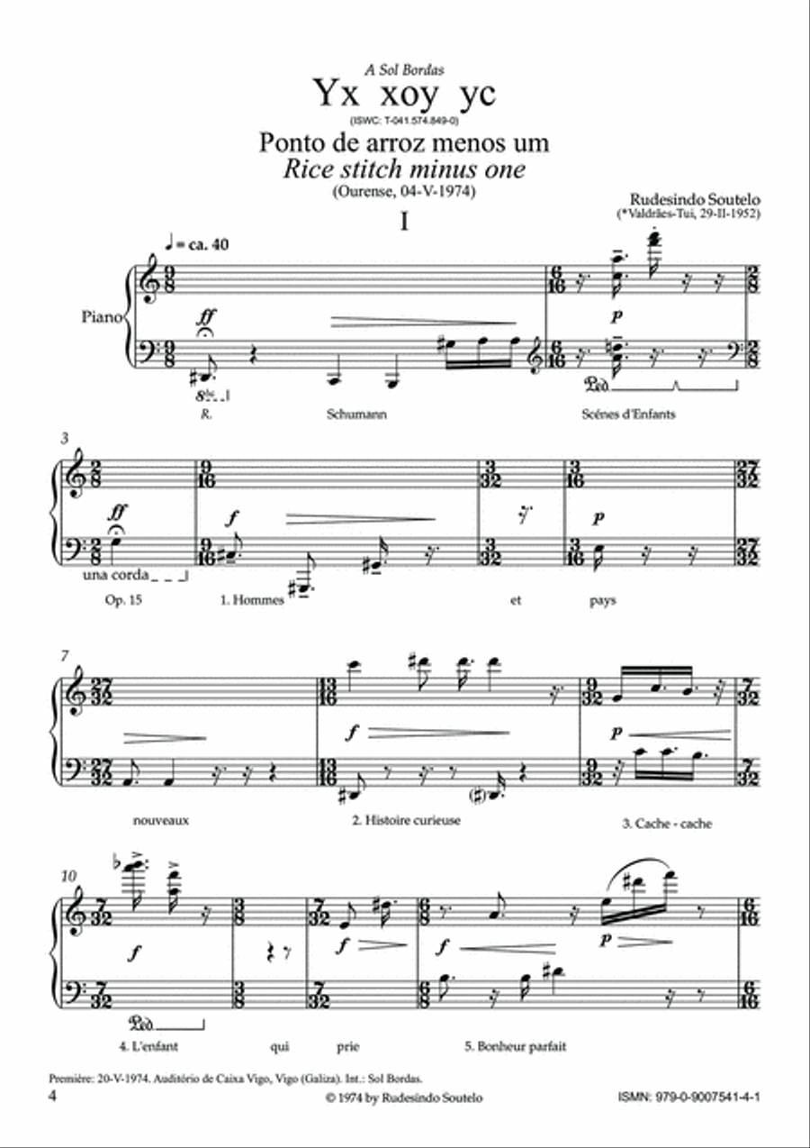 Yx xoy yc - Ponto de arroz menos um / Rice stitch minus one Piano Method scores gallery preview page 4