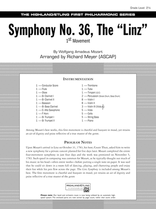 Book cover for Symphony No. 36, The "Linz": Score