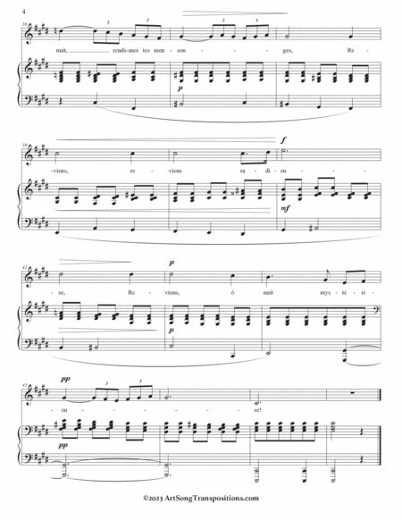 FAURÉ: Après un rêve, Op. 7 no. 1 (transposed to C-sharp minor and C minor)