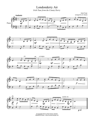 Londonderry Air for easy piano solo
