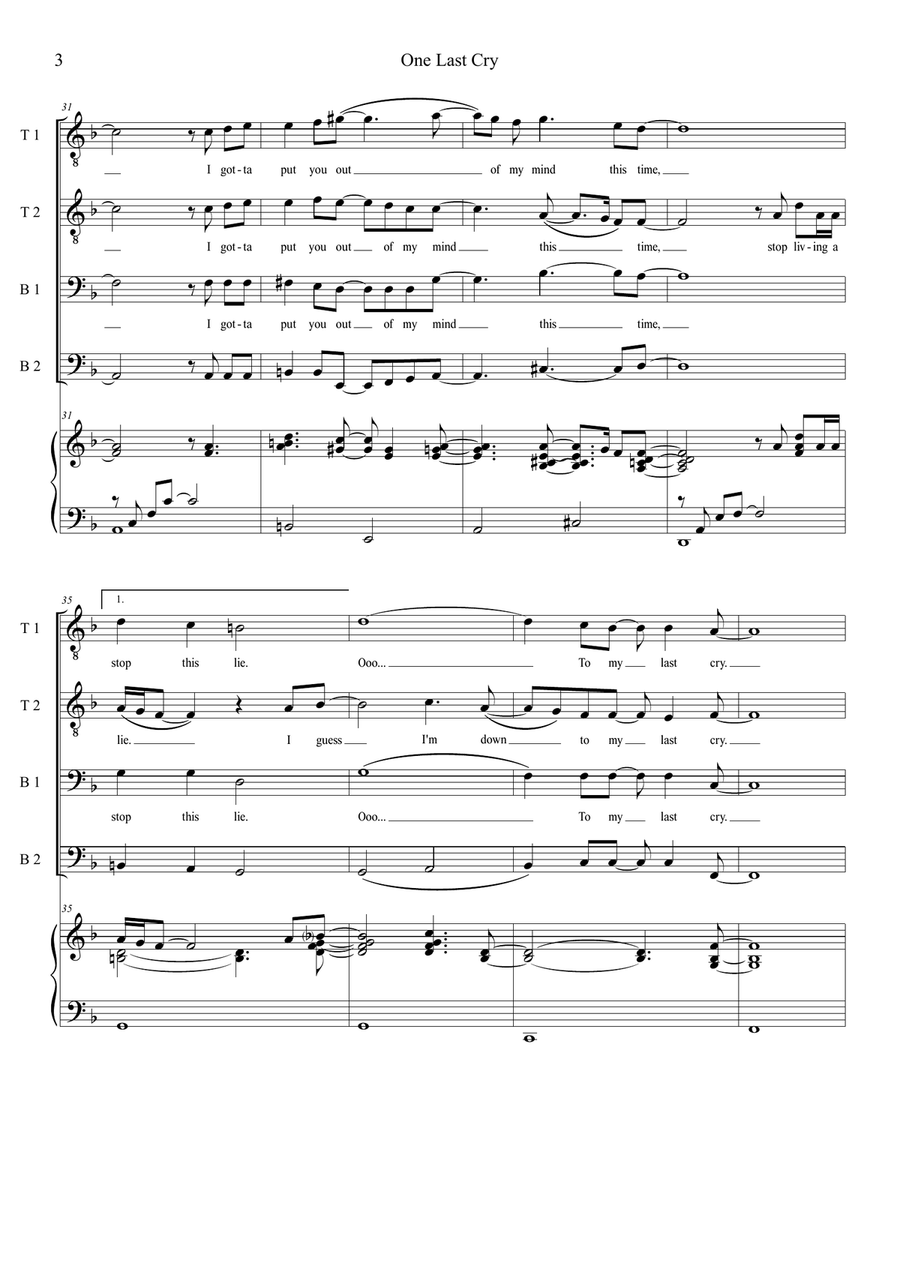 One Last Cry TTBB scores gallery preview page 3