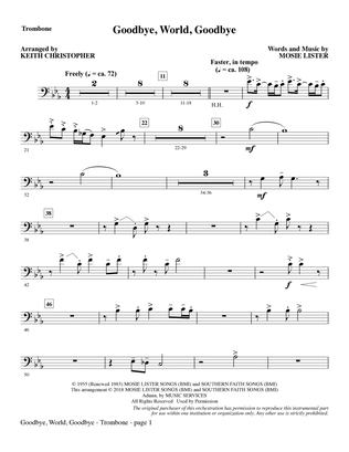 Book cover for Goodbye, World, Goodbye (arr. Keith Christopher) - Trombone