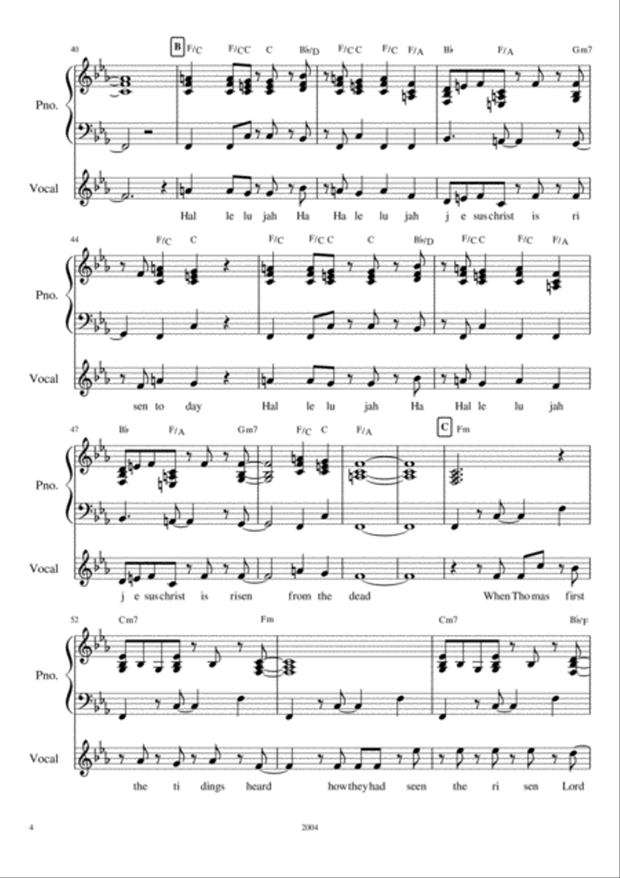 Hallelujah - Jesus Christ is risen from the dead Voice scores gallery preview page 4