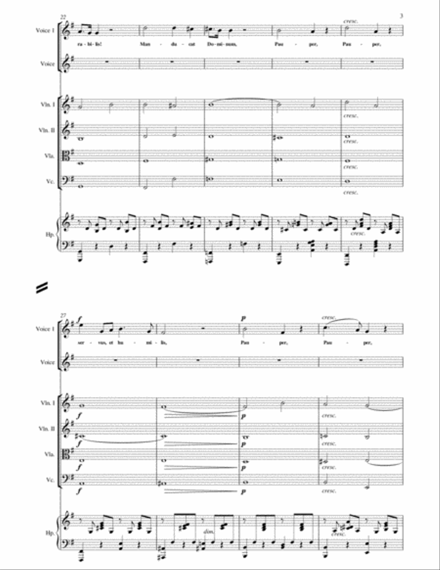 Cesar Frank : Panis Angelicus for 2 Voices and String Orchestra with Piano or Harp in G String Orchestra scores gallery preview page 3