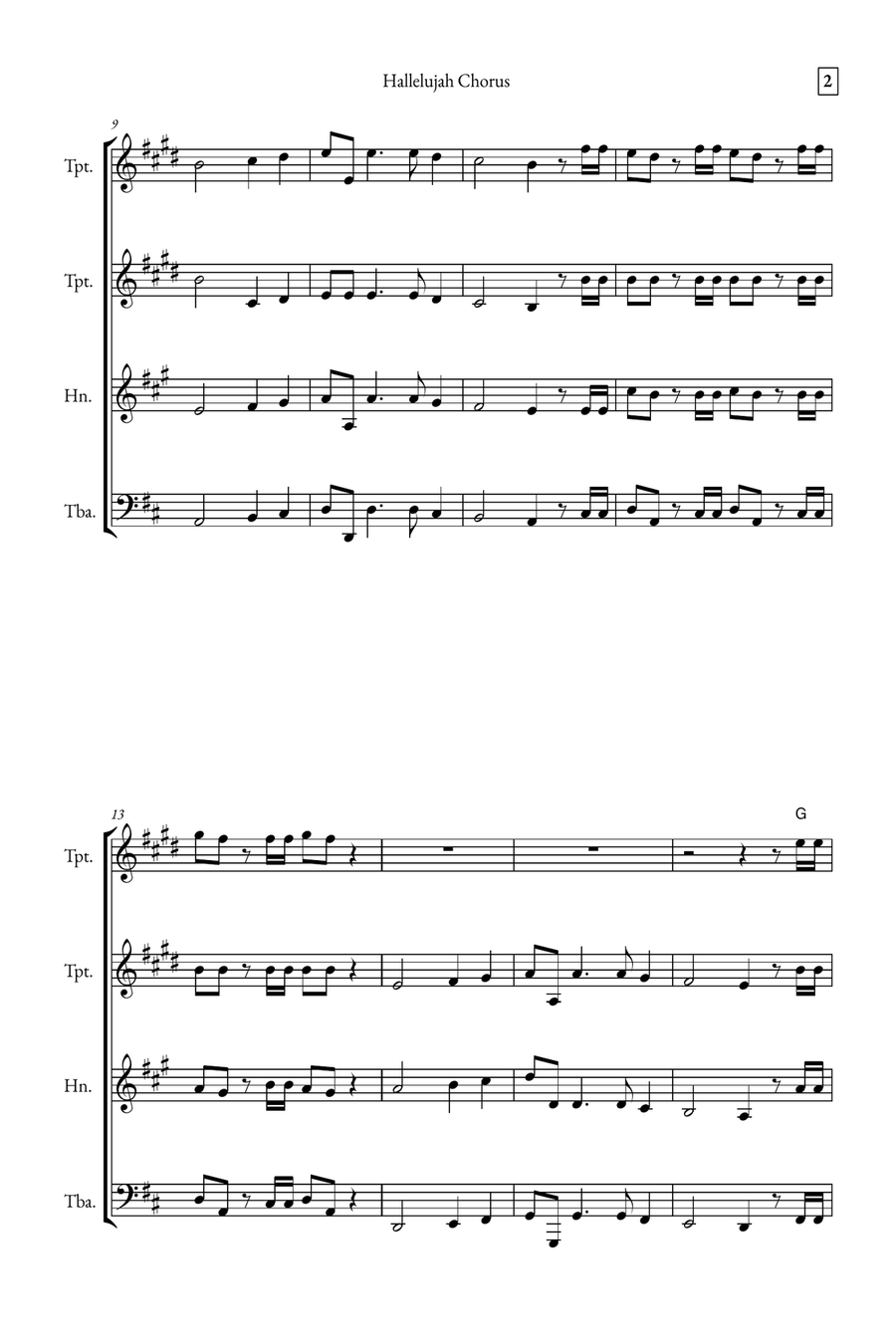 Hallelujah Chorus Brass Quartet scores gallery preview page 2