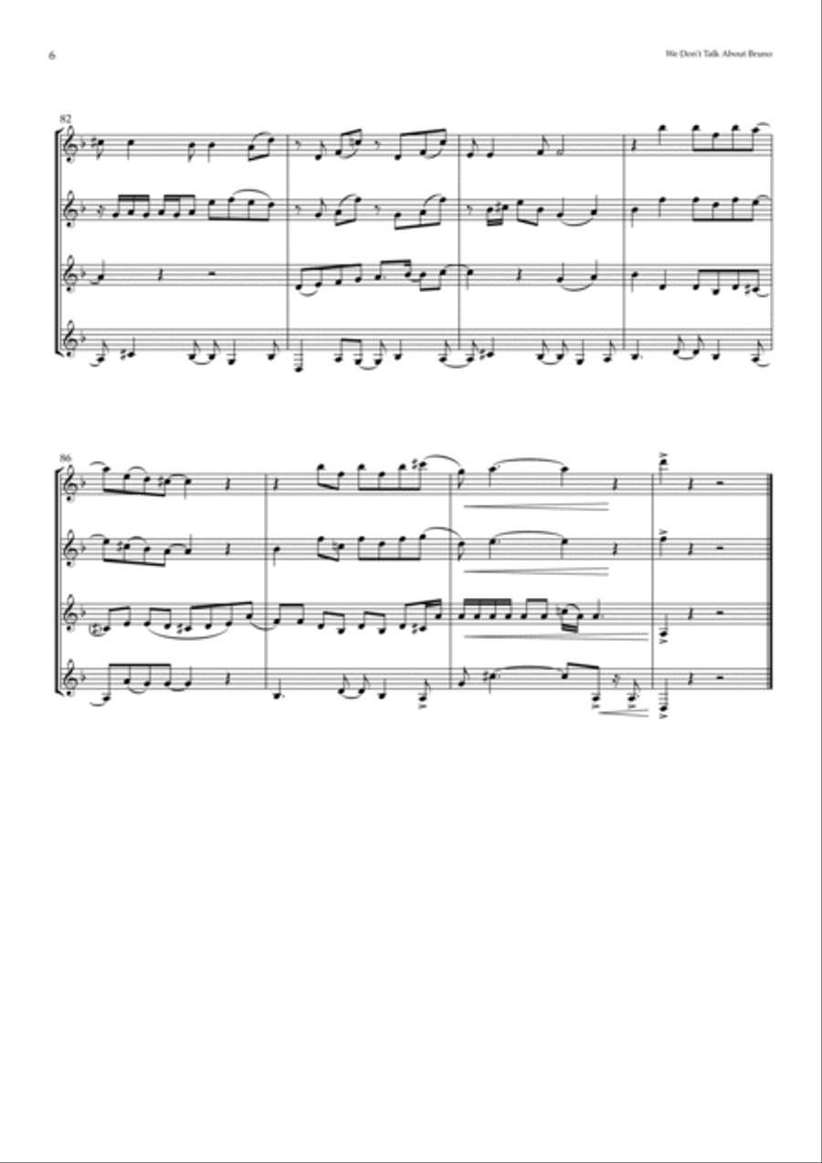 We Don't Talk About Bruno Clarinet Quartet scores gallery preview page 6