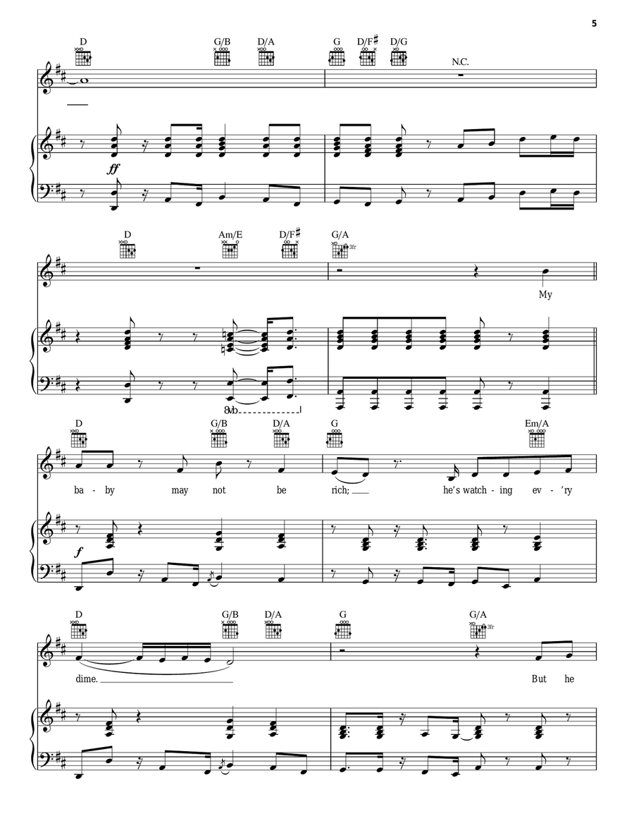Let's Hear It For The Boy Piano, Vocal, Guitar scores gallery preview page 5