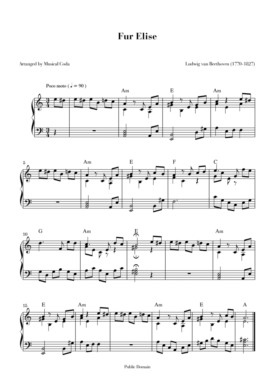 Fur Elise - Piano Piano Solo scores gallery preview page 1