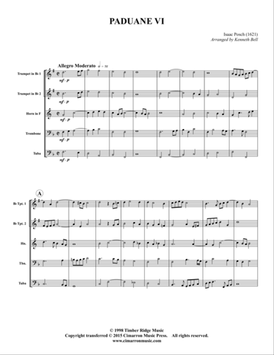 Paduane VI Paduane VI Brass Quintet scores gallery preview page 1