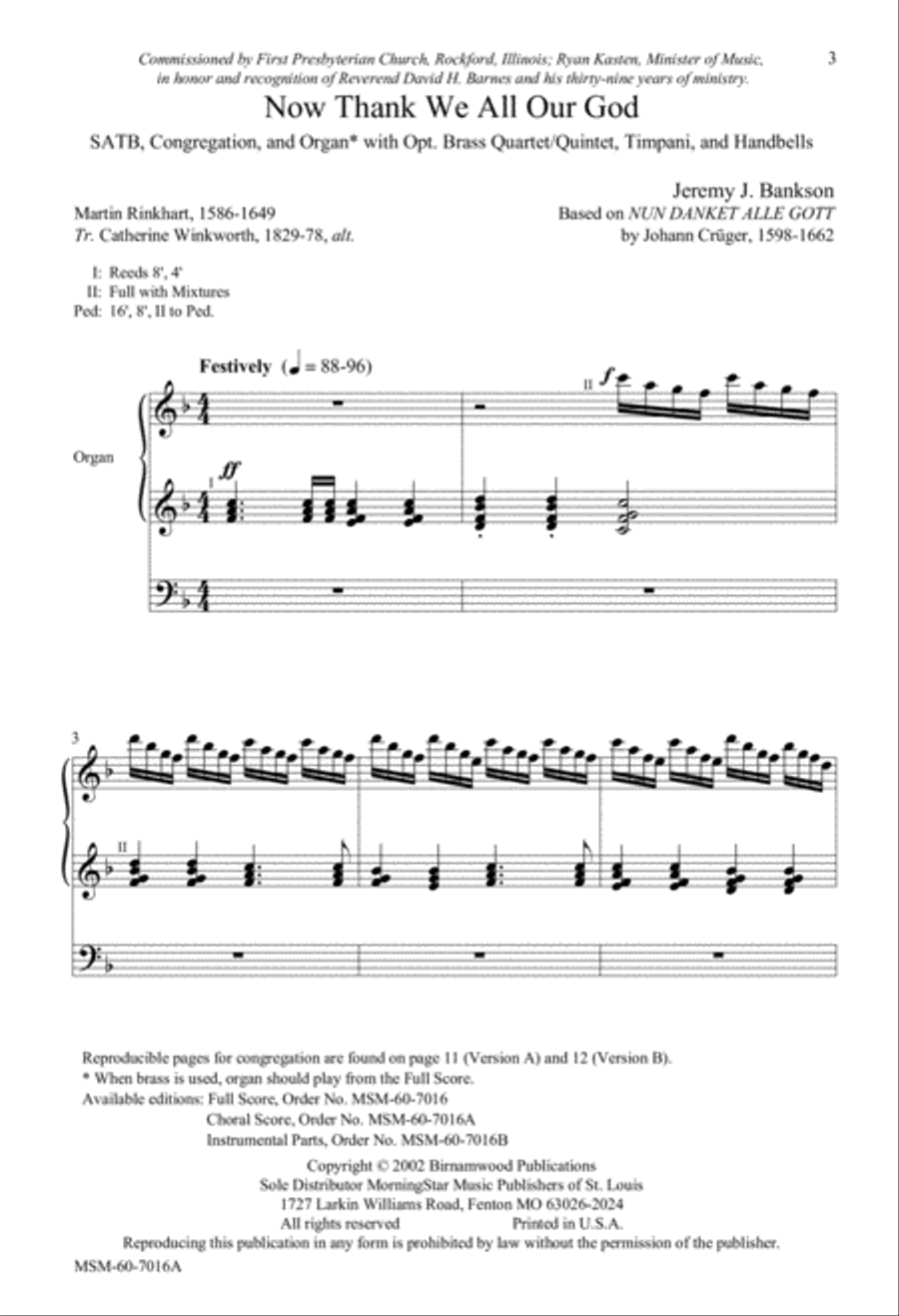 Now Thank We All Our God 4-Part scores gallery preview page 2