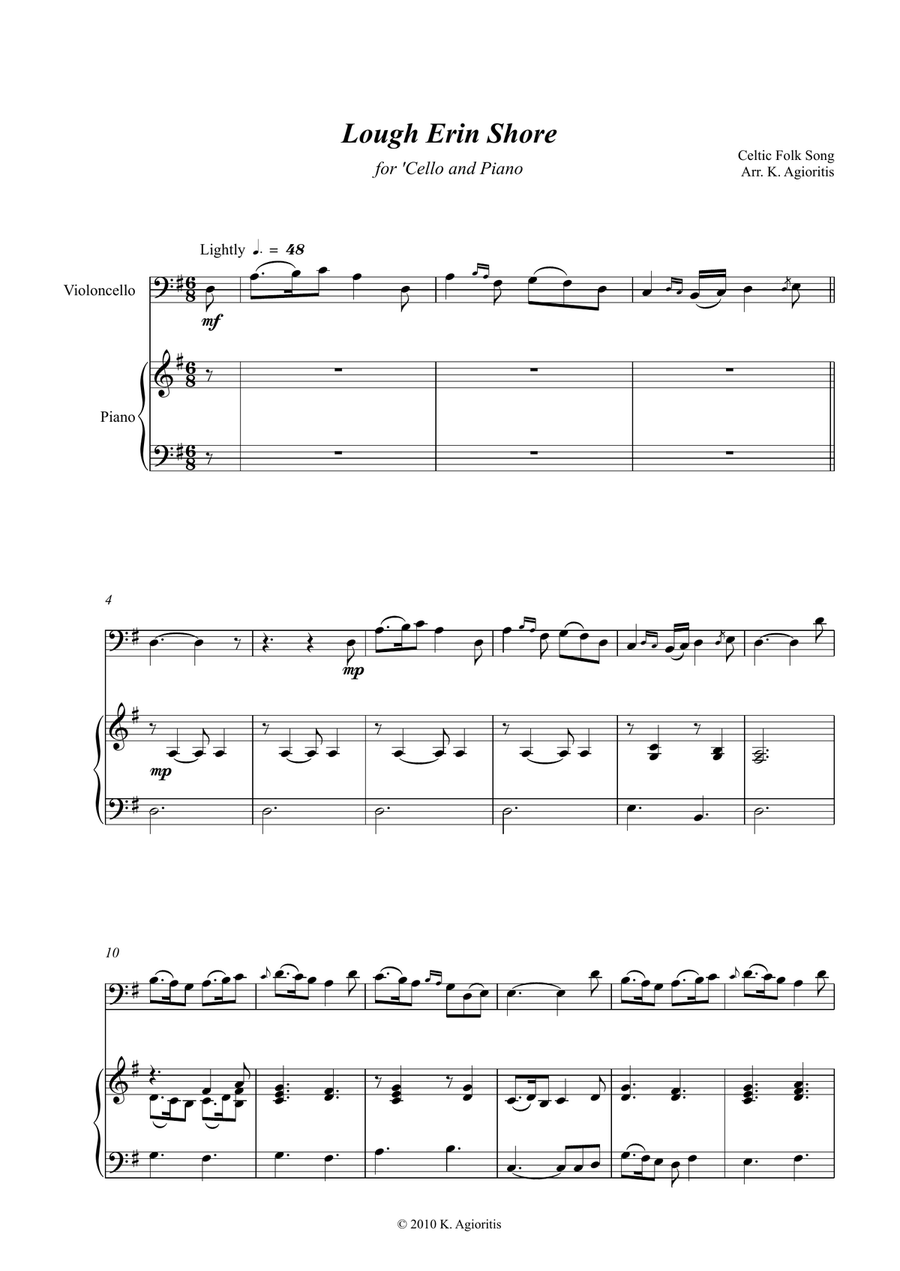 Lough Erin Shore - for 'Cello and Piano Piano scores gallery preview page 2