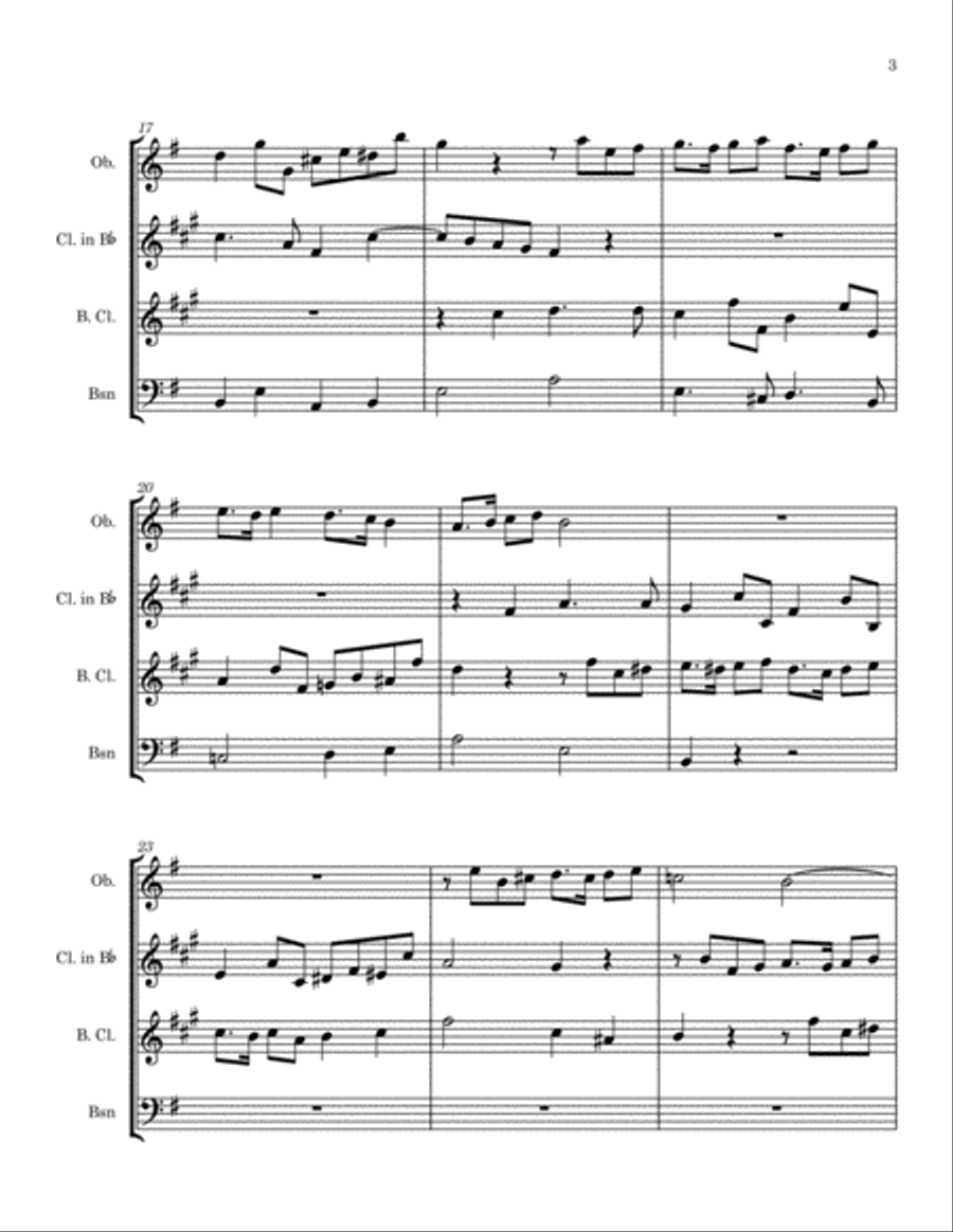 JS Bach - Fugue in E minor BWV 0945 Woodwind Quartet scores gallery preview page 3