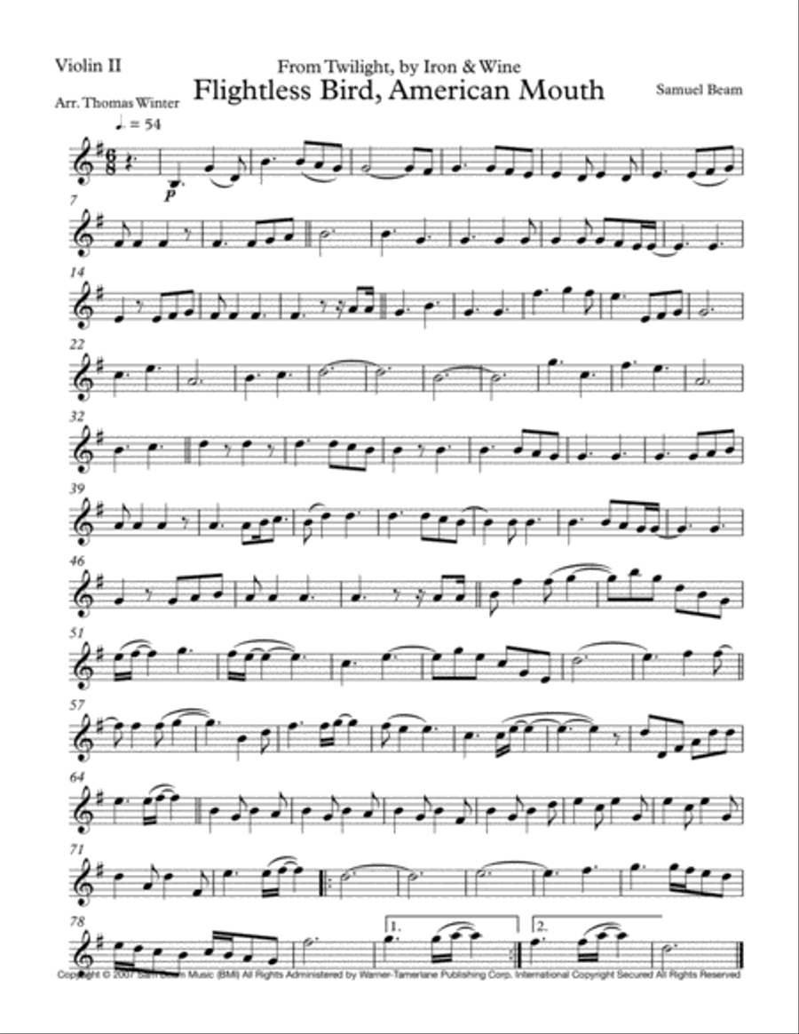 Flightless Bird, American Mouth String Quartet scores gallery preview page 2
