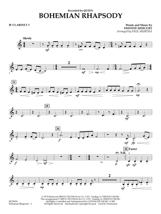 Book cover for Bohemian Rhapsody (arr. Paul Murtha) - Bb Clarinet 3