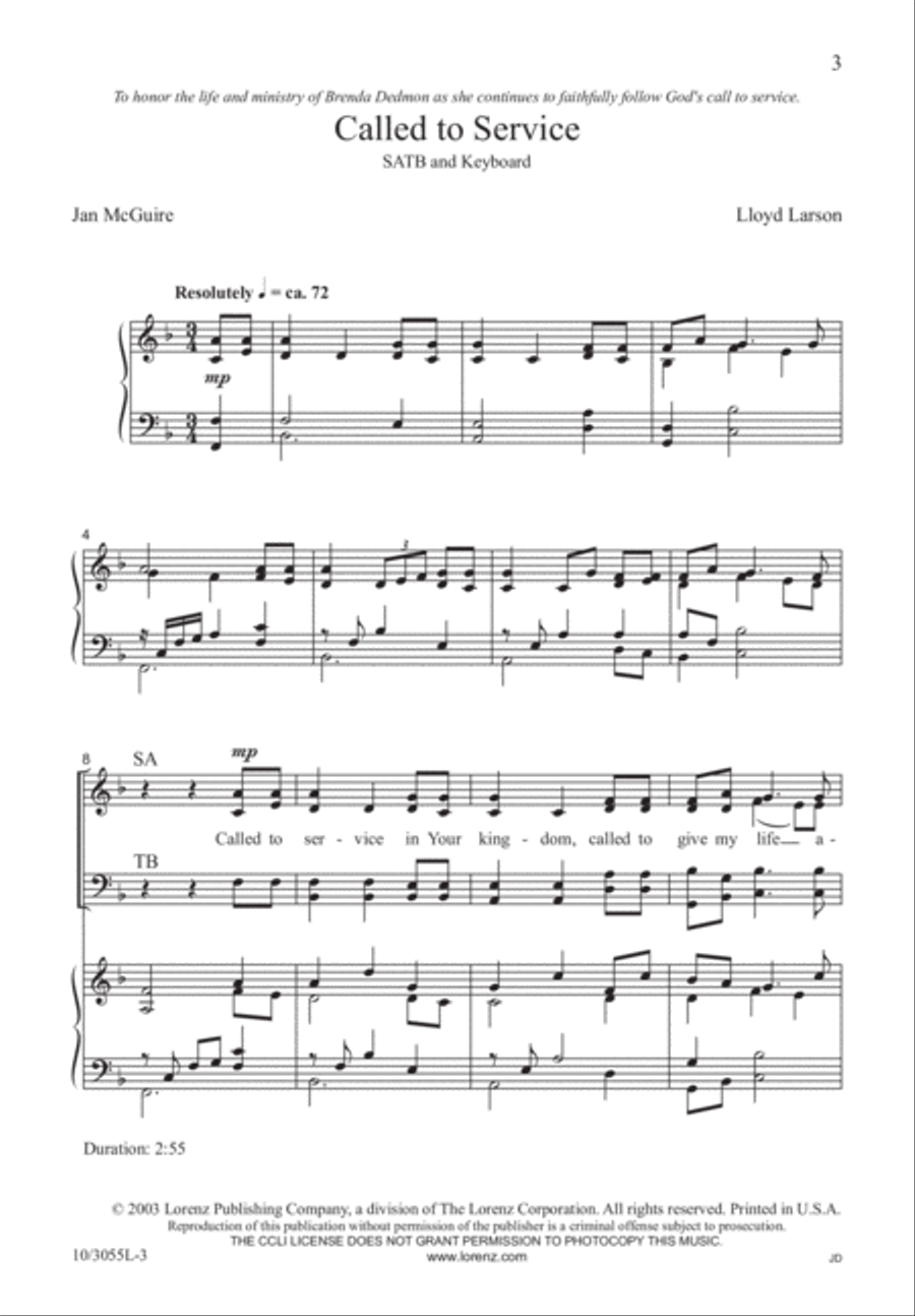 Called to Service Called to Service 4-Part scores gallery preview page 3