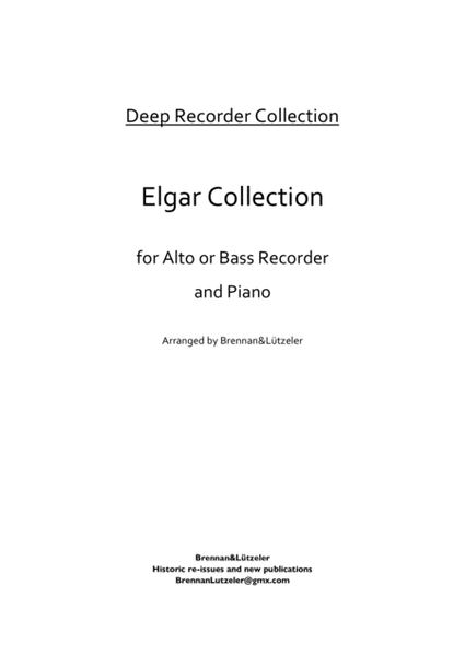 Elgar Collection, 6 pieces for Treble or Bass recorder & Piano