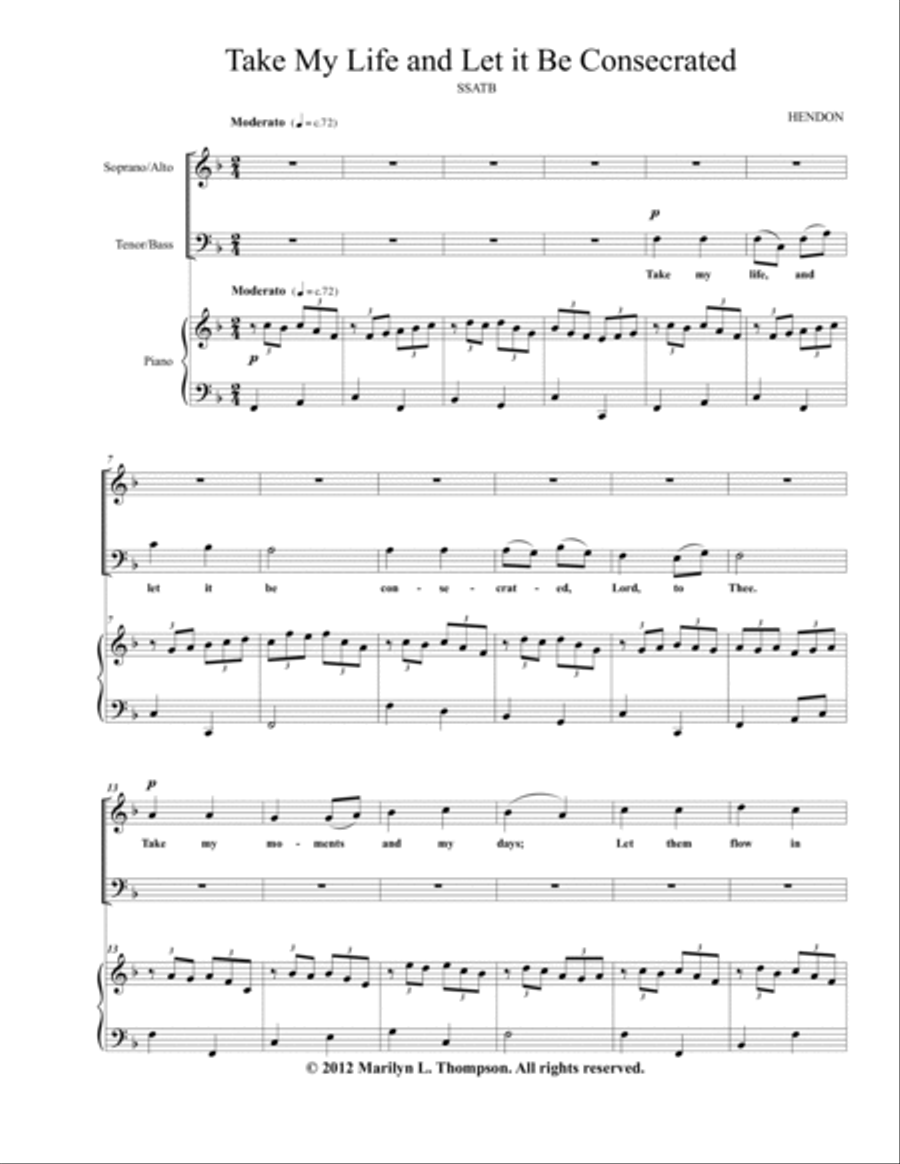 Take My Life and Let it Be Consecrated--SSATB/Piano.pdf SSATB scores gallery preview page 2